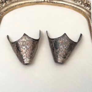 RARE Mexican Vaquero Silver Boot Tips c. 1930s